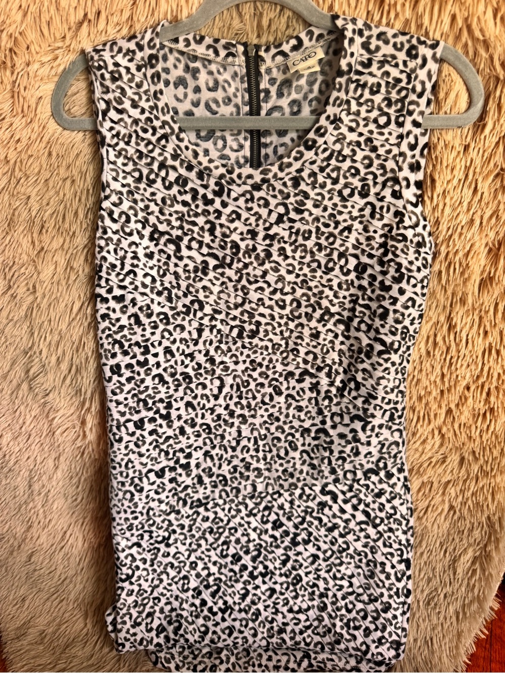 Cato Black and White Leopard Print Sleeveless Midi Dress
